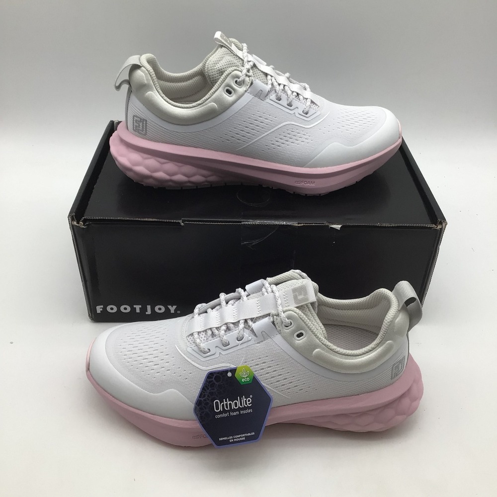 FootJoy FJ Quantum Womens Golf Shoes White Pink Gray Spikeless 97842 Size 7 NEW